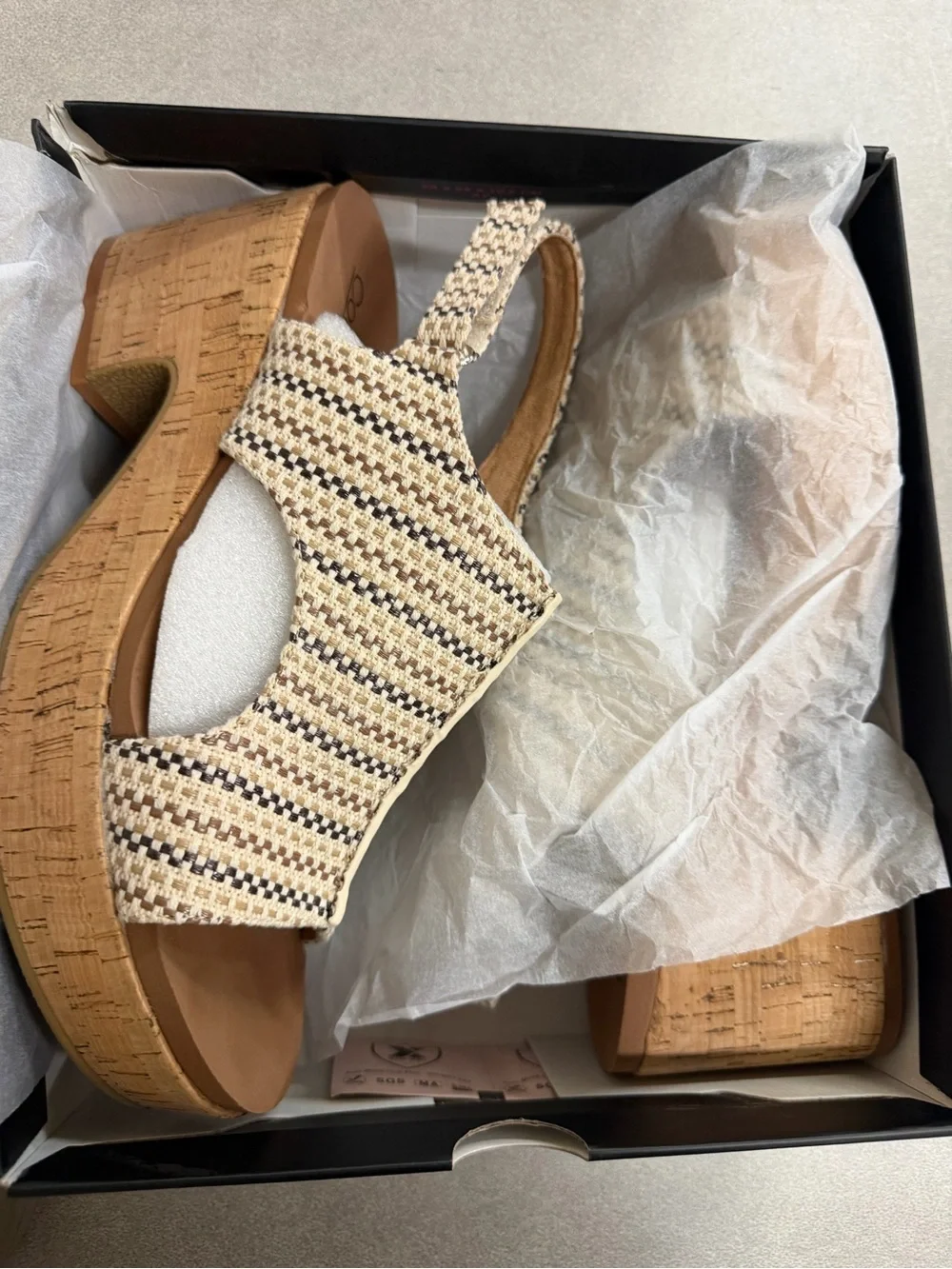Corkys Beige Woven Cork Platform Slingback Sandal